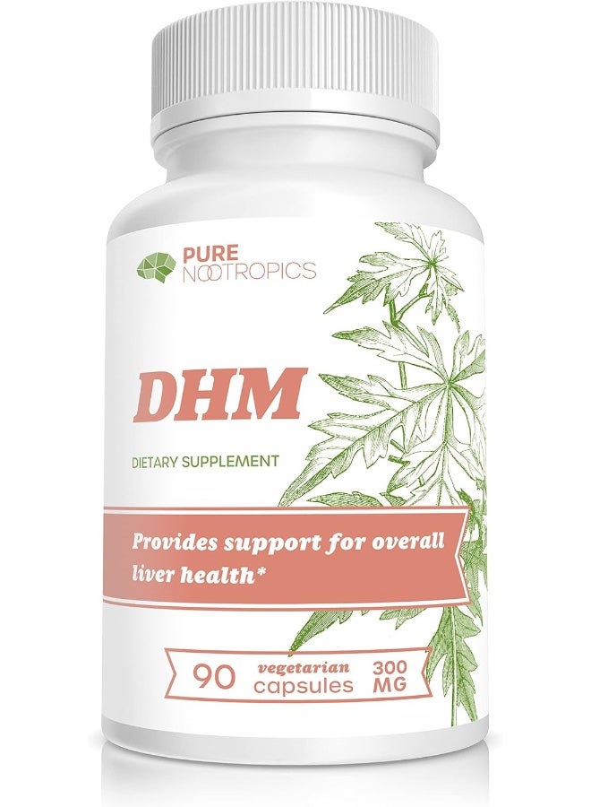 Pure Nootropics Dihydromyricetin (DHM) 300 mg Capsules | Hovenia Dulcis Extract | 90 Veg Cap Value Pack | Support Liver Health | After Alcohol Support | Party Smart - Image 1
